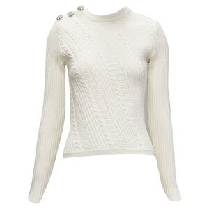 Ganni Ivory Sweater with rhinestones buttons